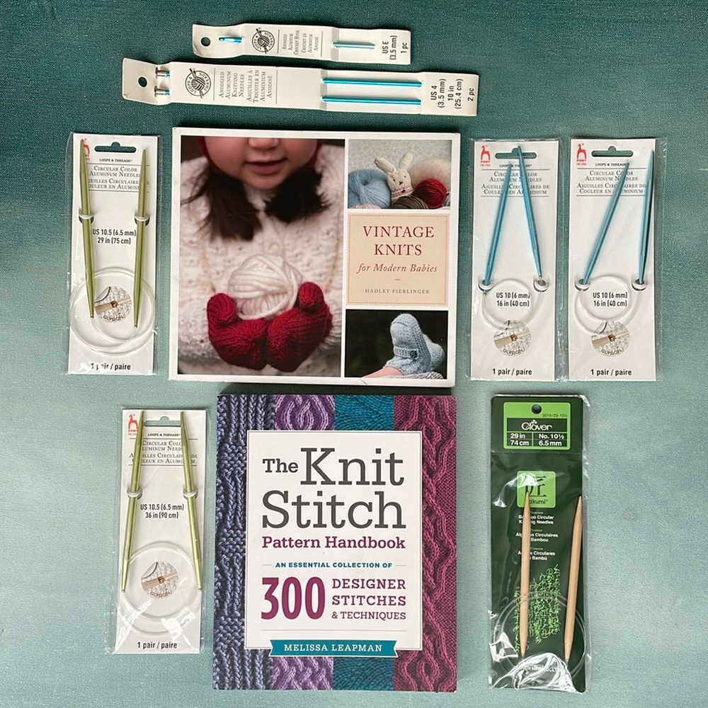 The Knit Stitch Pattern Handbook + Knitting Needles